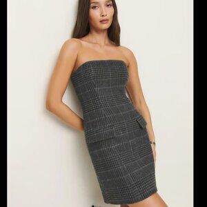 Reformation Dress Emani Dress Charcoal Plaid Size 6